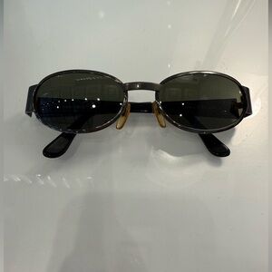 Vintage Gianni Versace Oval Dark Silver and Black Sunglasses